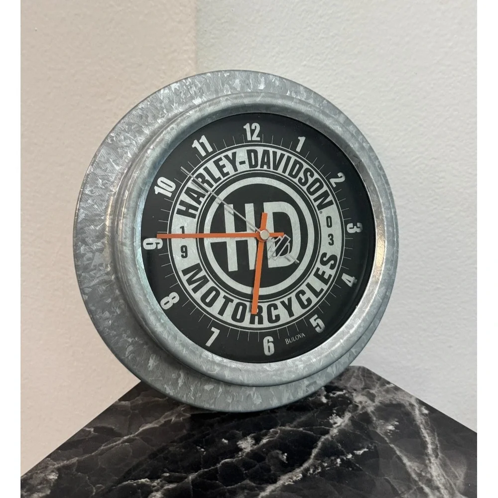 Vintage Harley-Davidson Bulova Motorcycle Wall Clock Metal Garage Decor 2006